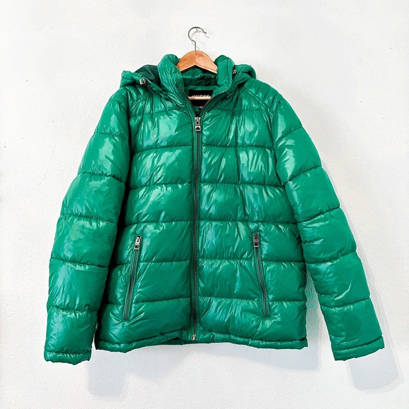 GUESS brand Hooded Puffer Coat (mens size: L / color: kelly green) - Picture 1 of 5
